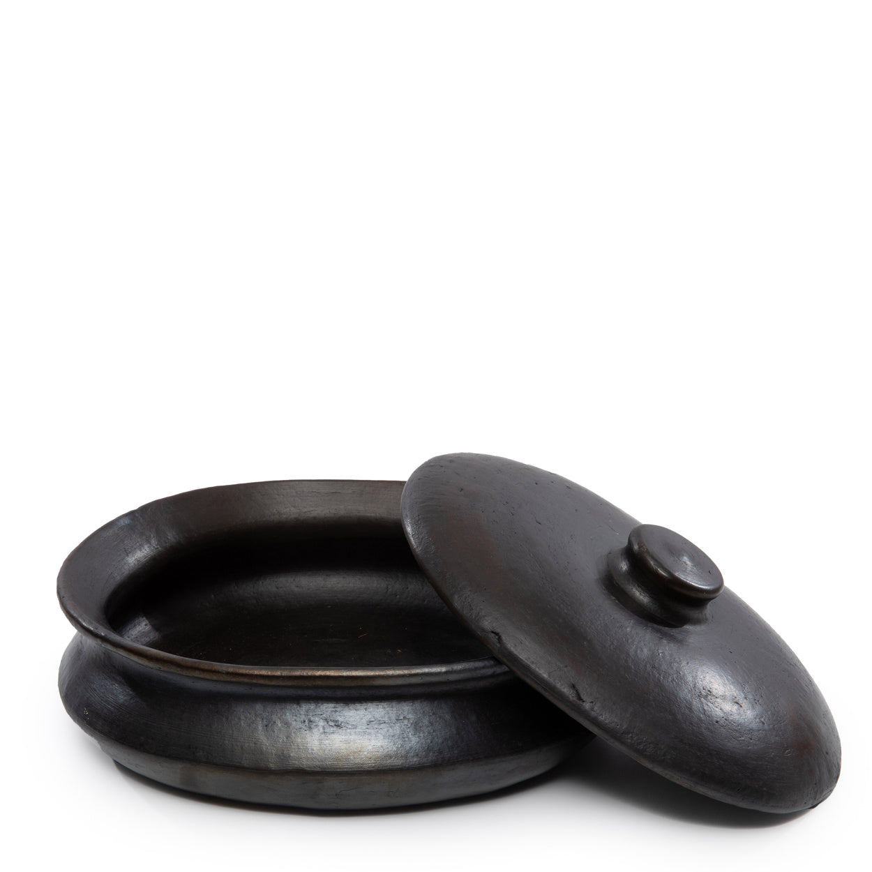 The Burned Oval Pot - Black